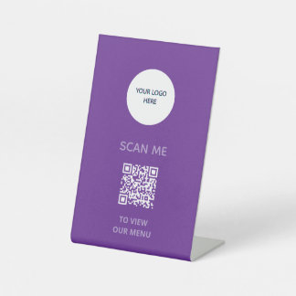 Expositor En L Letrero de pedestal – pantalla de menú QR | morado