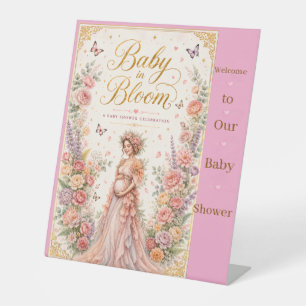 Expositor En L Letrero de pedestal para baby shower 'Baby in Bloo