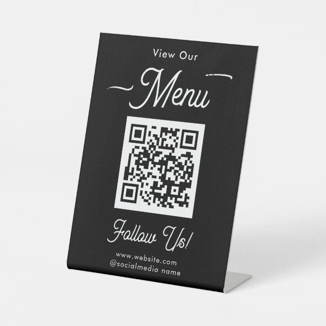 Expositor En L Letrero de pedestal para códigos QR del menú de ne (Anverso)