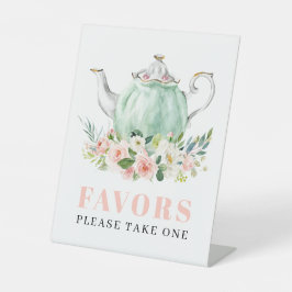 Expositor En L Letrero de pedestal para favor de fiesta de té de