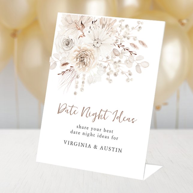 Expositor En L Letrero de pedestal para noche de perlas (Pearls Date Night Pedestal Sign
)