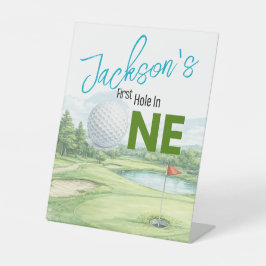 Expositor En L Letrero de pedestal para primer cumpleaños de golf