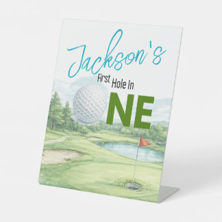 Expositor En L Letrero de pedestal para primer cumpleaños de golf