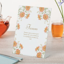Expositor En L Letrero de Recuerdos de Boda con Rosa Naranja