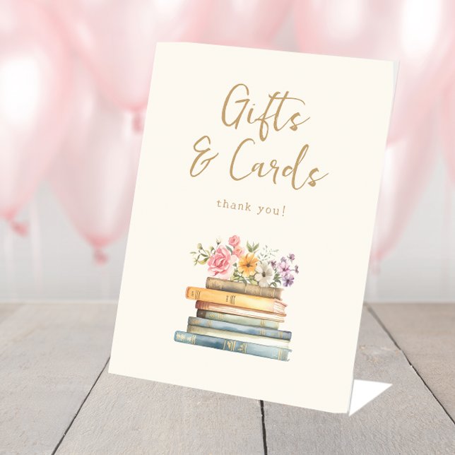 Expositor En L Letrero de regalos con tema de libros (Book Theme Gifts Sign by Painted Paperie
)