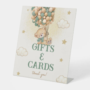 Expositor En L Letrero de regalos y tarjetas de baby shower verde
