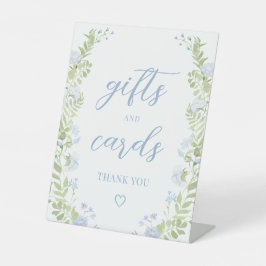 Expositor En L Letrero de Regalos y Tarjetas de Boda con Flor Azu