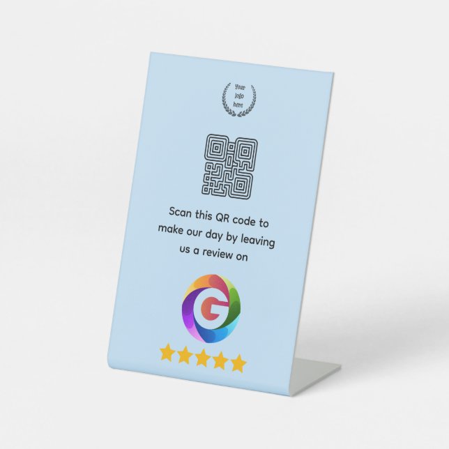 Expositor En L Letrero de reseñas de Google para mesa | Pedestal  (Anverso)