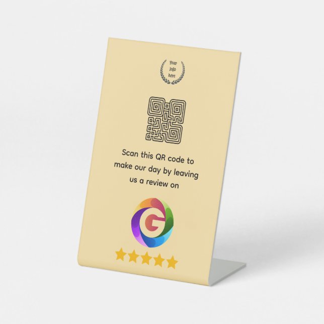 Expositor En L Letrero de reseñas de Google para mesa | Pedestal  (Anverso)