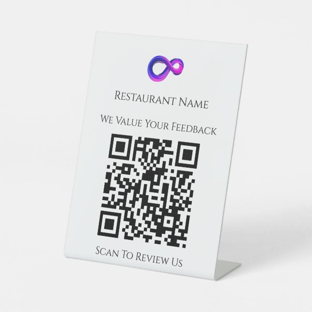 Expositor En L Letrero de retroalimentación del cliente QR (Anverso)