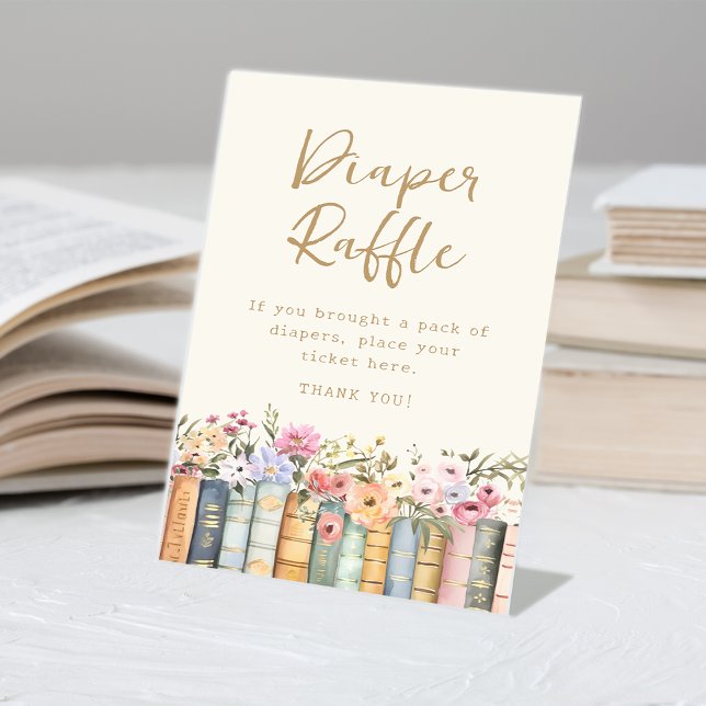 Expositor En L Letrero de Rifa de Pañales de Libro (Book Diaper Raffle Sign by Painted Paperie
)