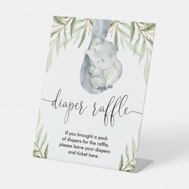 Expositor En L Letrero de rifa de pañales elefante safari ducha d (Anverso)