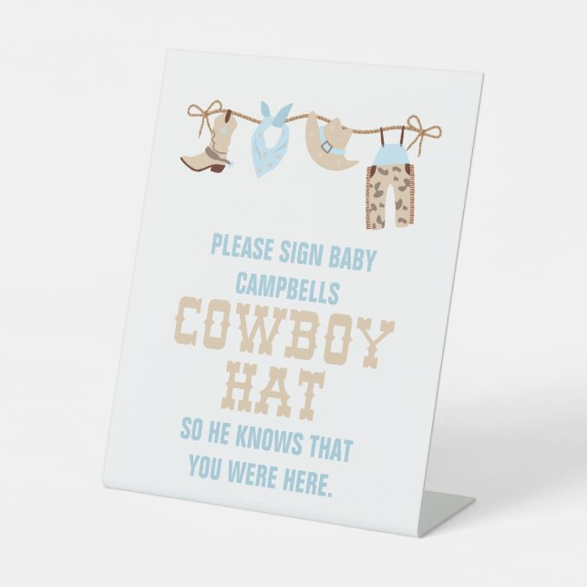 Expositor En L Letrero de sombrero para baby shower de vaquero (Anverso)