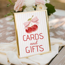 Letrero de tarjetas y regalos Cherry Coquette