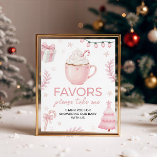 Expositor En L Letrero de Tarjetas y Regalos de Invierno Rosa par