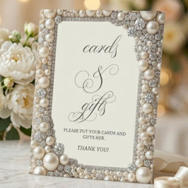 Expositor En L Letrero de Tarjetas y Regalos de Perlas Elegantes