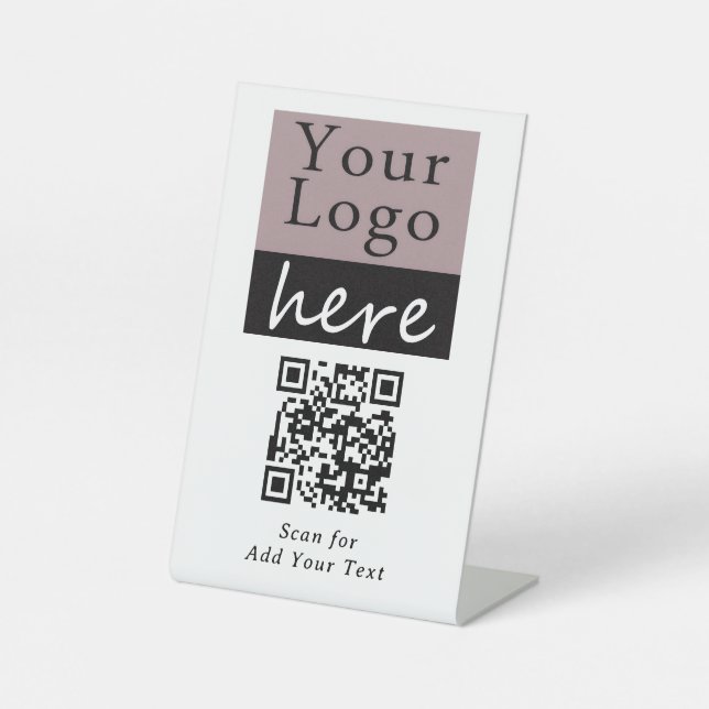 Expositor En L Letrero personalizado con código QR Agrega tu logo (Anverso)