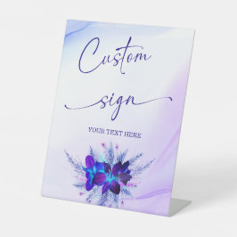 Expositor En L Letrero personalizado de orquídea púrpura y azul