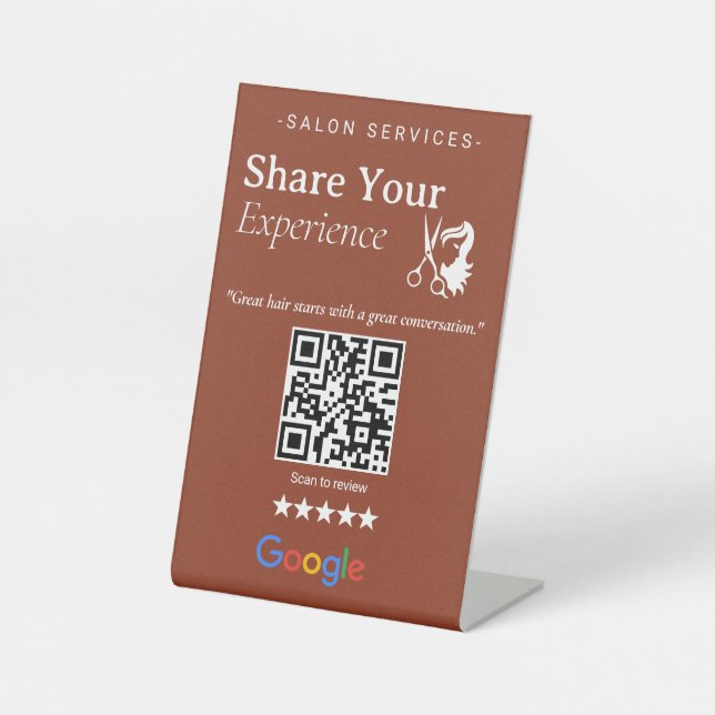 Expositor En L Letrero QR Código en Terracota Intensa Comparte tu (Anverso)