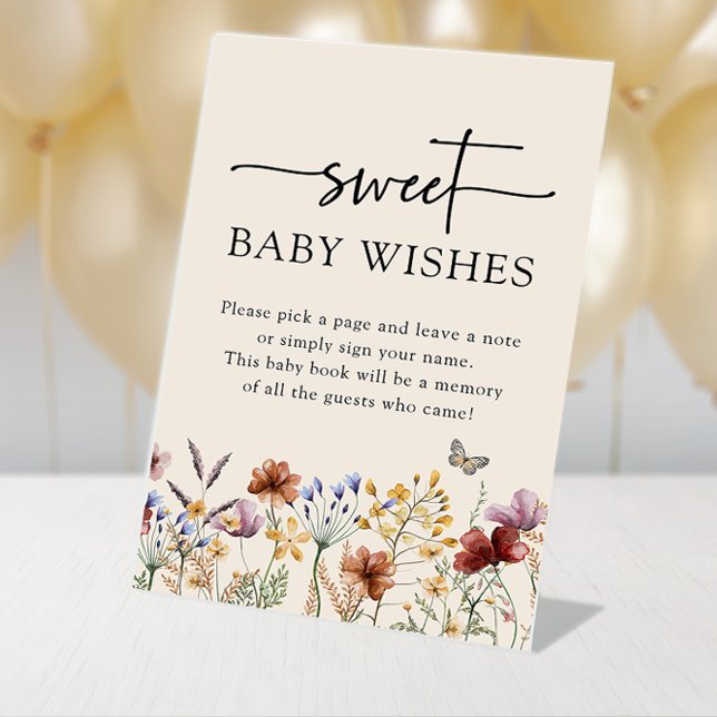 Expositor En L Letreros de Deseos para Bebé Boho (Boho Sweet Baby Wishes Signs with Butterfly by Painted Paperie
)