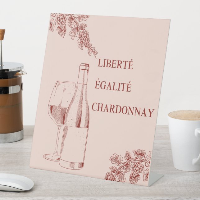 Expositor En L Liberté Égalité Chardonnay Funny Wine Ilustracion (In Situ)
