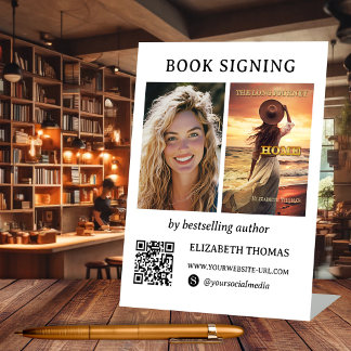 Expositor En L Libro de autor Firma Foto Código QR Minimalista