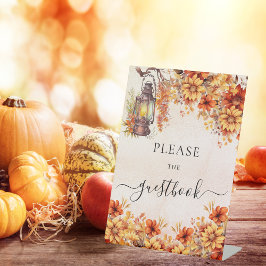 Expositor En L libro de fiestas de flores de otoño de naranja