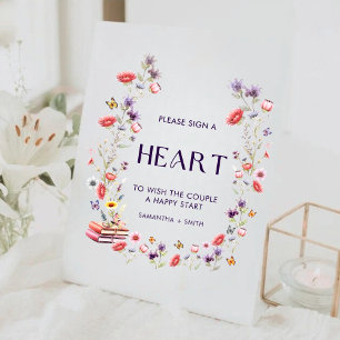 Expositor En L Libro de firmas Corazón de flores silvestres de la