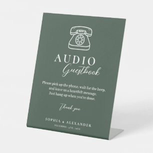 Expositor En L Libro de firmas de audio de boda verde esmeralda S