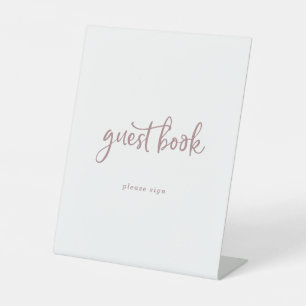 Expositor En L Libro de Firmas de Boda con Letra Script Rosa Dora