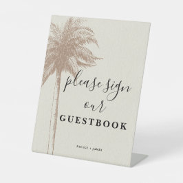 Expositor En L Libro de firmas de boda de playa con palmeras marr