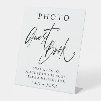 Expositor En L Libro de firmas de fotos de boda con caligrafía el