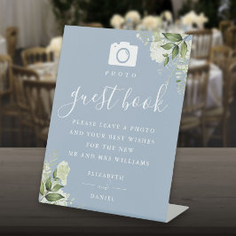Expositor En L Libro de firmas de fotos de boda de azul polvorien