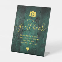 Libro de firmas de fotos de madera de granero dora