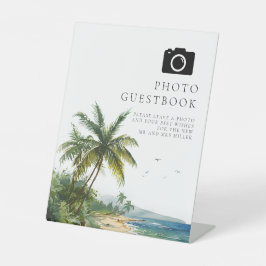 Expositor En L Libro de firmas de fotos de playa tropical acuarel