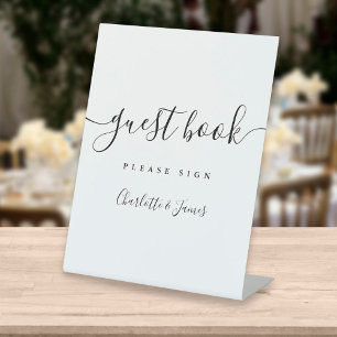 Expositor En L Libro de firmas de invitados con guión en blanco y
