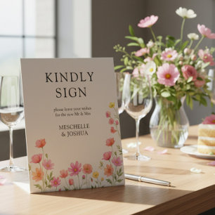 Expositor En L Libro de firmas de invitados de boda con flores si