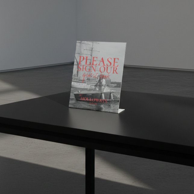 Expositor En L Libro de firmas de invitados manuscritas modernas  (Minimalist Modern Handwritten Guest Book Sign)