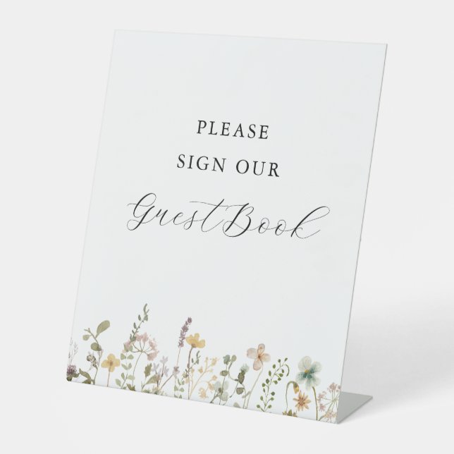 Expositor En L Libro de firmas para baby shower de flores silvest (Anverso)