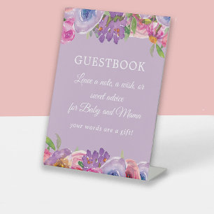 Expositor En L Libro de firmas para fiesta de bebé con flores ros