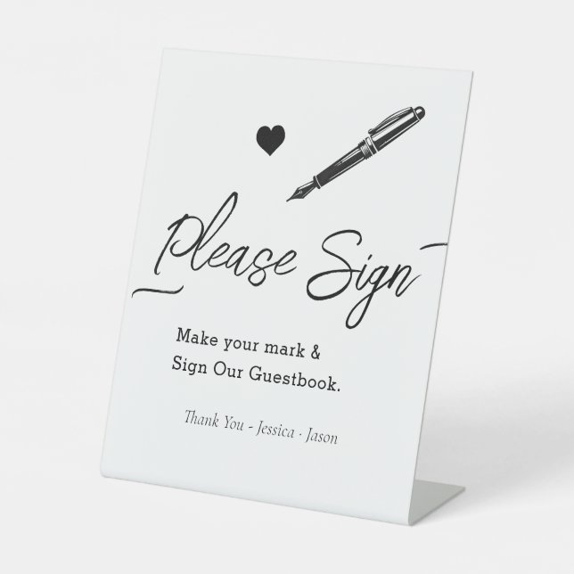Expositor En L Libro de Firmas para Invitados de Boda Simple Even (Anverso)