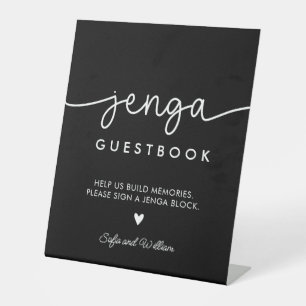 Expositor En L Libro de firmas para invitados Jenga de Boda Negra
