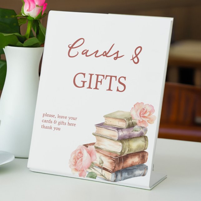 Expositor En L Libro de historias nuevo capítulo mesa de regalos  (Story book new chapter bridal shower gifts table pedestal sign personalized table decor)