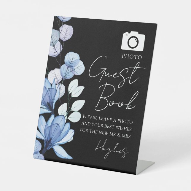 Expositor En L Libro De Invitado De Fotos Florales Boda Blanco Y  (Anverso)