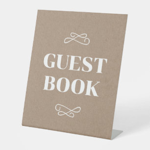 Expositor En L Libro de invitados Beige Kraft White Flourish