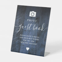 Libro de invitados Blue Rusn Wood Boho Photo