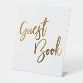 Expositor En L Libro de invitados con tipografía simple de oro fa