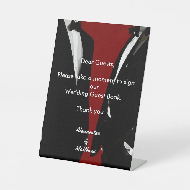 Expositor En L Libro de invitados de arcoíris de boda de hombres  (Anverso)