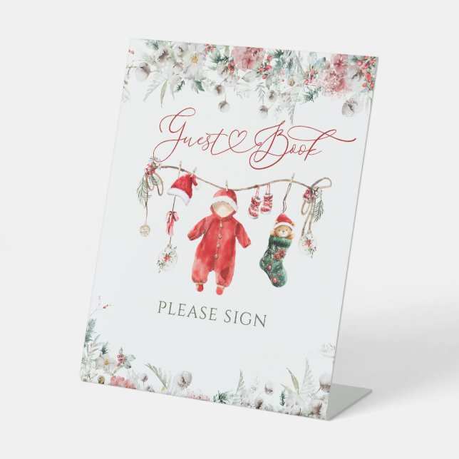 Expositor En L Libro de invitados de Baby Shower para Navidades d (Anverso)