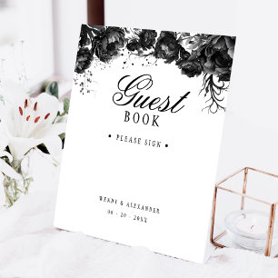 Expositor En L Libro de invitados de Boda blanco gótico clásico